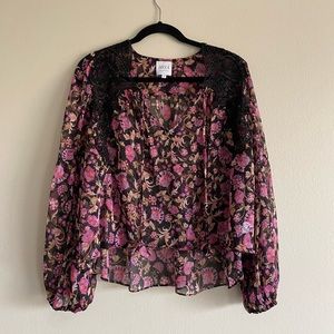 NWOT MISA LOS ANGELES Rosie Rosetta Fleur Blouse Top Sheer